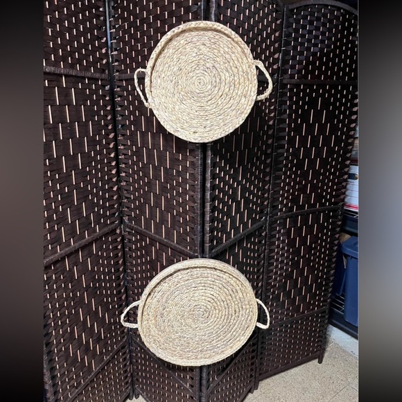 Hobby Lobby Small and Large Round Wicker Flat Basket Wall Hanging - Picture 1 of 1